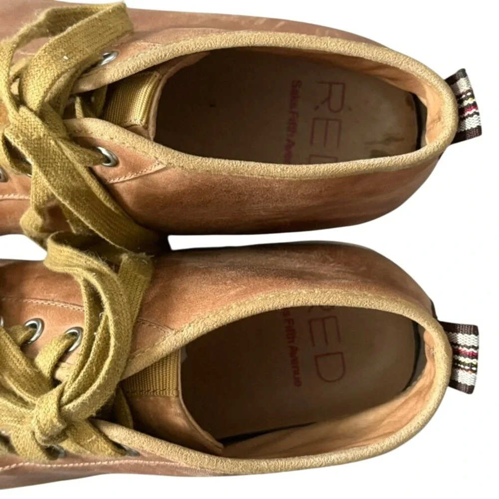 Saks Fifth Avenue‎ High Top Leather Sneakers Sz 9 Brown Two Tone Casual